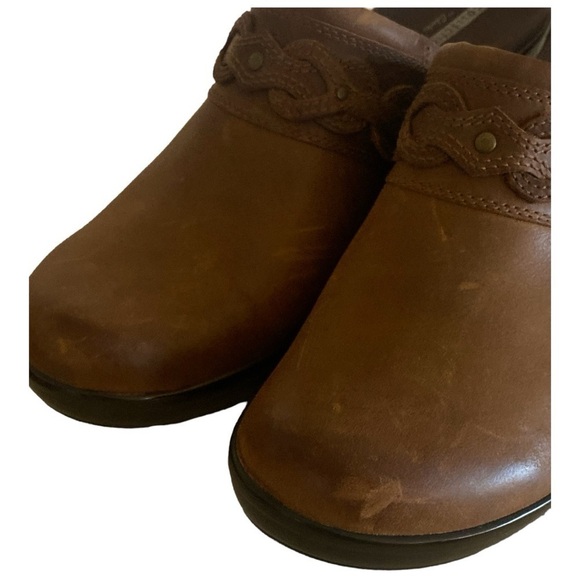 CLARKS Marion Coreen DARK TAN Wedge Mules Clog 2 1/2” Size 11  NW…Minimalist - Picture 14 of 14